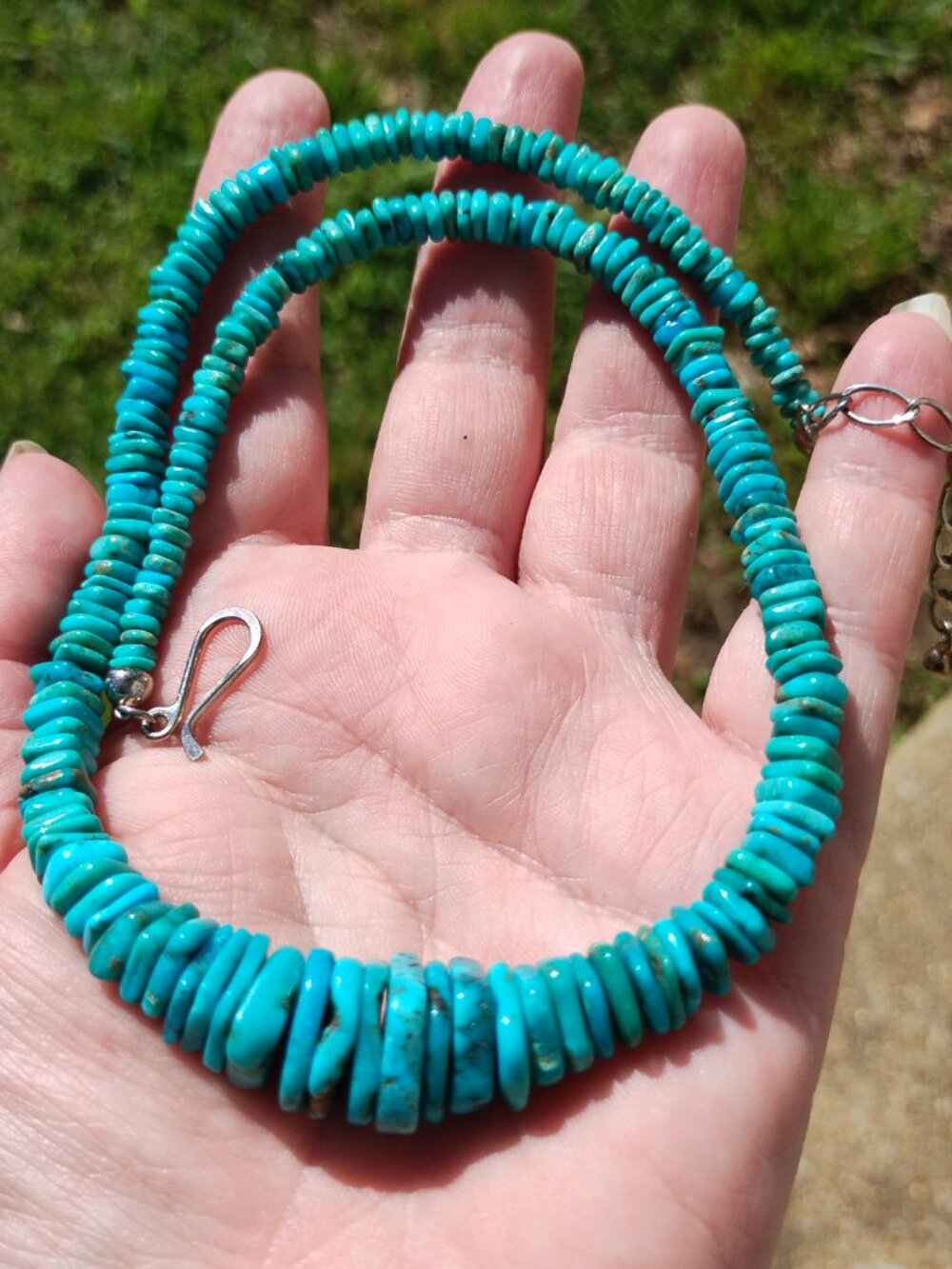Jay King DTR mine finds sky blue Turquoise disc necklace 925 Sterling Silver - Picture 8 of 8
